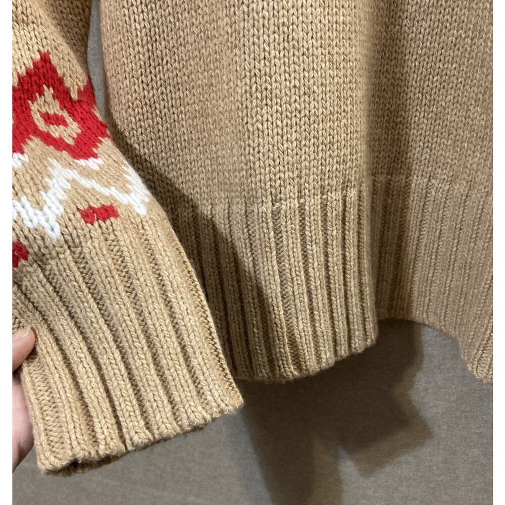 Vineyard Vines Merino Wool Blend Fair Isle Sweater Sz M New Camel Mock Neck $198 - Picture 6 of 9